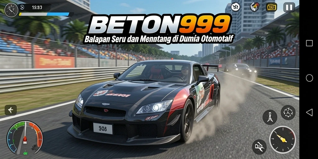 Screenshot BETON999 menampilkan aksi balapan yang intens dan mendebarkan.