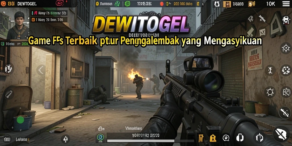 Screenshot gameplay DEWITOGEL yang menampilkan aksi menembak yang intens.