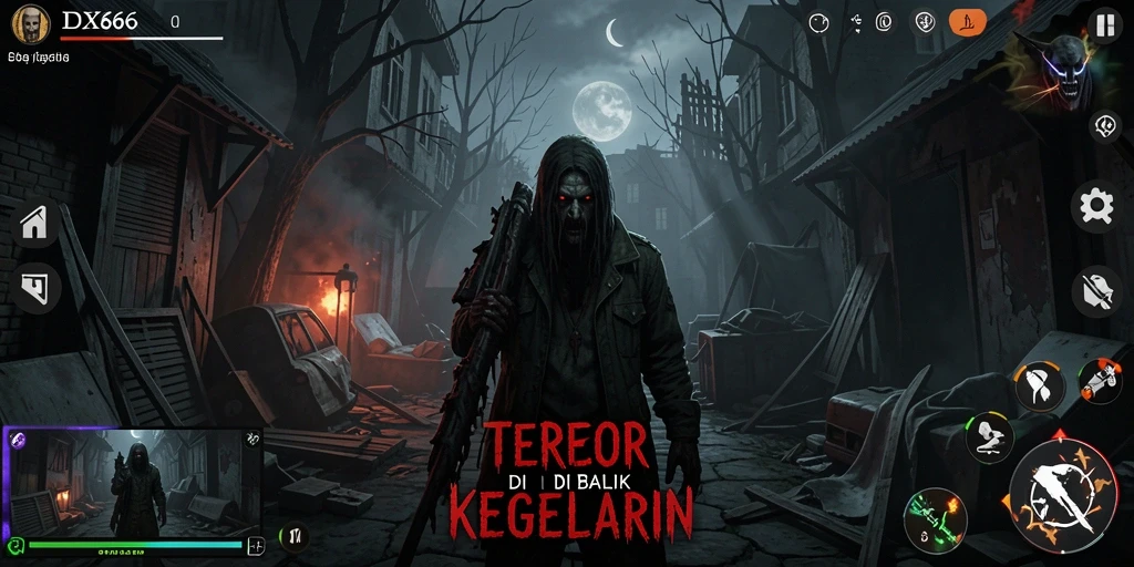Tampilan gameplay menegangkan di IDX66 yang penuh kegelapan.