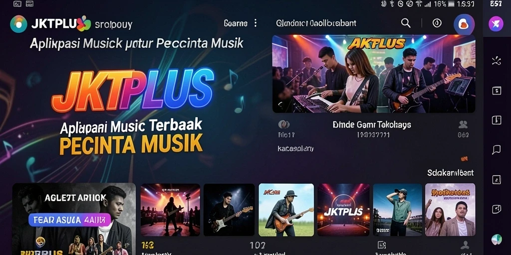 Tangkapan layar JKTPLUS menampilkan antarmuka musik yang menarik.