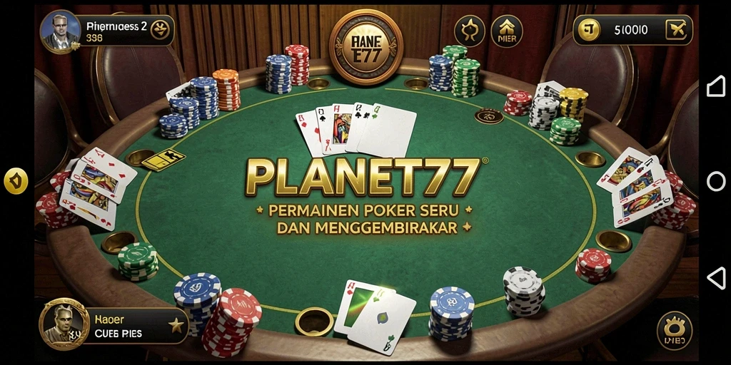Screenshot gameplay PLANET77 yang menampilkan momen poker mendebarkan.