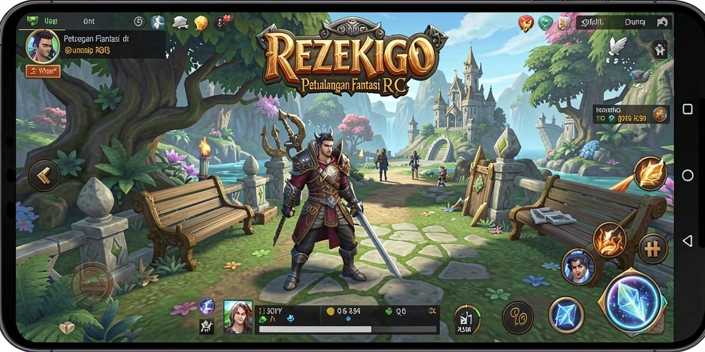 Tampilan gameplay REZEKIGO yang memukau dengan pertarungan seru.