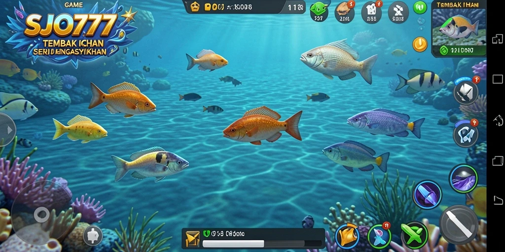 Screenshot gameplay SJO777 menampilkan keseruan menembak ikan.