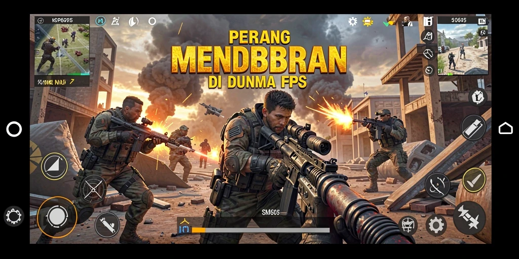 Gameplay intens dalam pertempuran FPS SM605 yang mendebarkan.